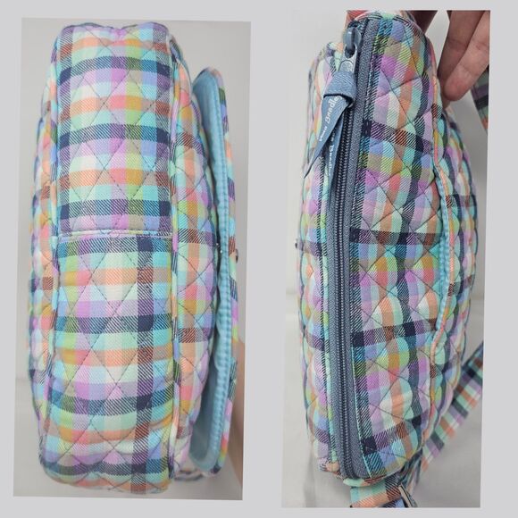 Vera Bradley Saddle Turnlock Crossbody Shoulder Bag Multicolor Gingham Plaid - Picture 3 of 11
